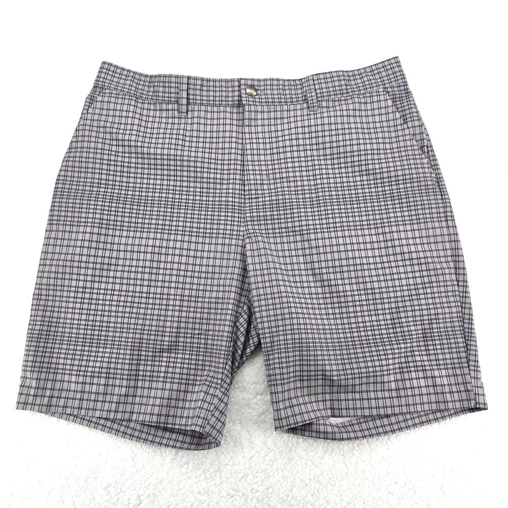 Adidas Ultimate 365 Men's 38 Shorts Gray 2‎ Plaid Woven Golf Performance